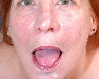 Red mature mama sucking and swallowing