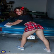 naughty mom loves dressing up as a teen and get wet in her husbands car